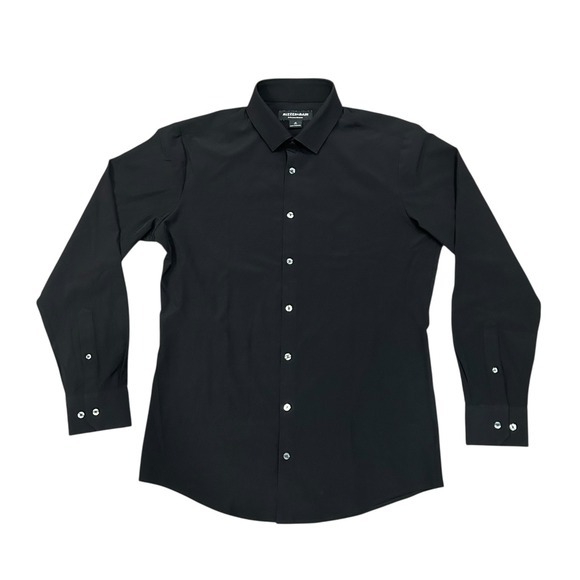 MIZZEN+MAIN Leeward Dress‎ Shirt Performance Trim Fit Black Long Sleeve Medium - Picture 3 of 7